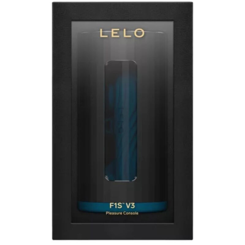 LELO F1S™ V3 – Masturbador Masculino Inteligente com App | Teal Embalagem preta com produto azul LELO F1S V3 Pleasure Console