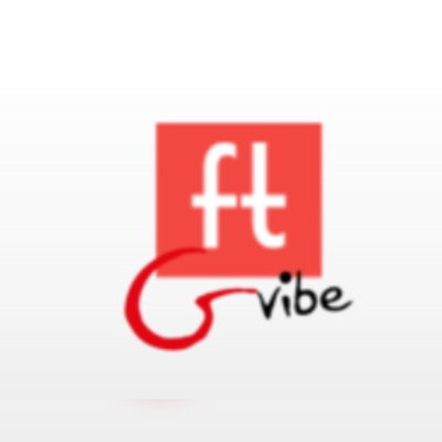 Logótipo vermelho e branco com letras 'ft vibe'