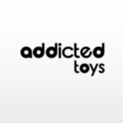 Logótipo preto da marca addicted toys em fundo branco