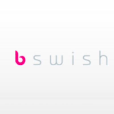 Logotipo Bswish em rosa e cinzento