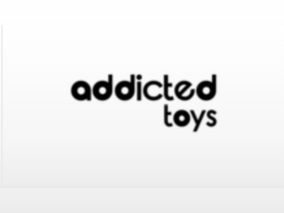 Logótipo preto da marca addicted toys em fundo branco