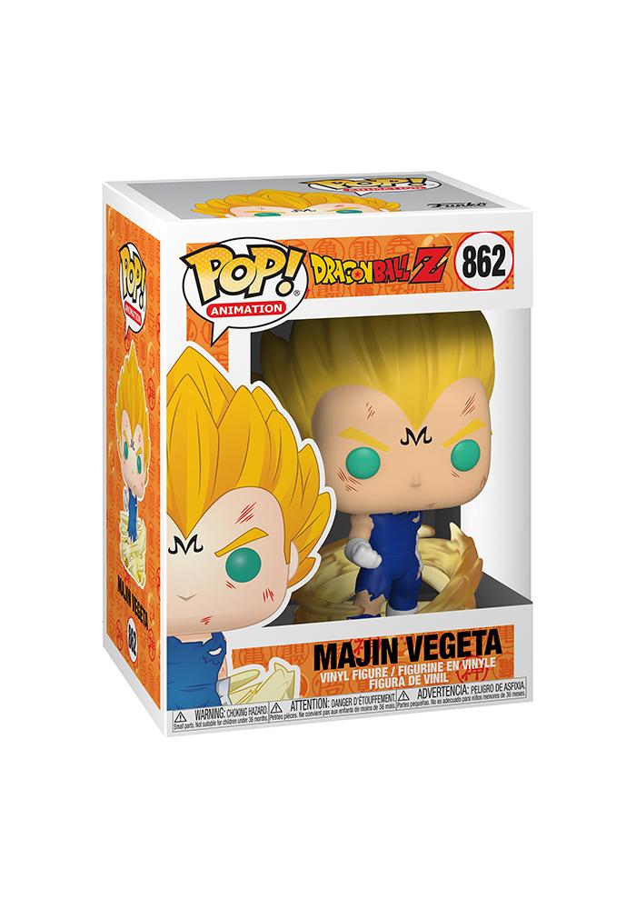 Figura em vinil Majin Vegeta da série Dragon Ball Z na embalagem Pop! Animation