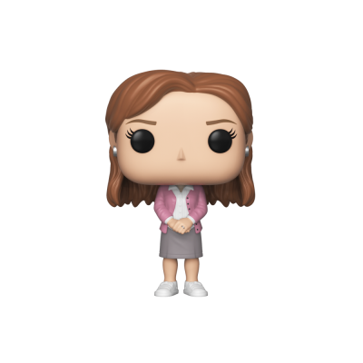 Figura Funko Pop de vinil com roupa rosa e cinza