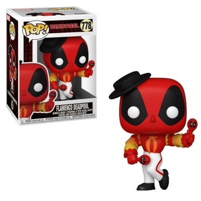 Figura Funko Pop Deadpool estilo flamenco com caixa