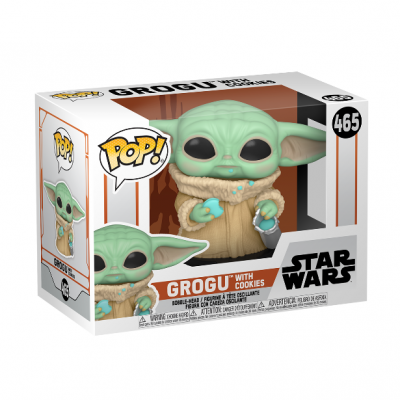 Figura Funko Pop! de Grogu em caixa com janela transparente, número 465.