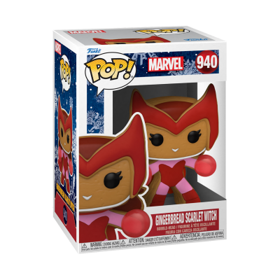 Funko Pop! Marvel Gingerbread Scarlet Witch figura em caixa