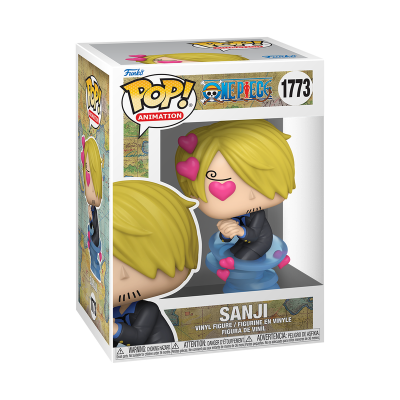 Funko Pop! Animation de Sanji com cabelo loiro e olhos de coração na caixa