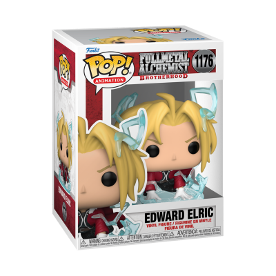 Figura de vinil Edward Elric da série Fullmetal Alchemist Brotherhood na caixa