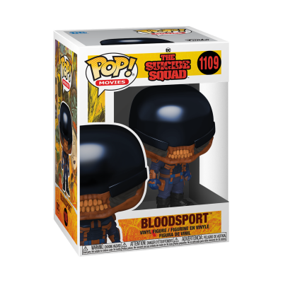 Figura Funko Pop! Bloodsport em caixa com design do filme The Suicide Squad