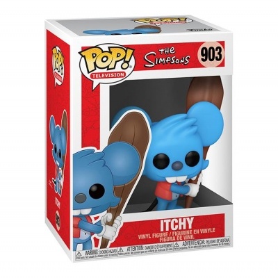 Figura Funko Pop! Itchy dos Simpsons número 903 com rato azul e taco