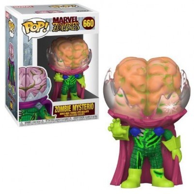 Figura Pop! Marvel Zombies Zombie Mysterio número 660 com cérebro visível