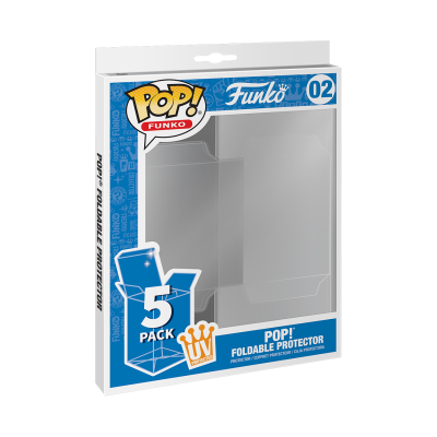 Embalagem azul e branca Funko Pop! 5 pack protetores dobráveis