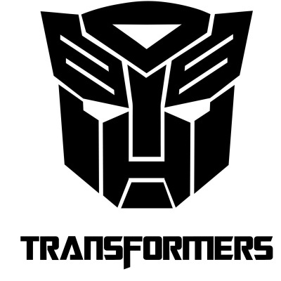 Logotipo preto dos Transformers com palavra abaixo