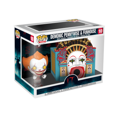 Figura Funko Pop! Pennywise demoníaco com casa de diversões numa caixa transparente
