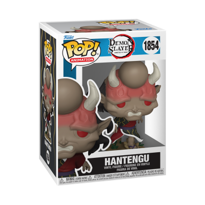 Funko Pop vinil Hantengu Demon Slayer na caixa com máscara vermelha e chifres