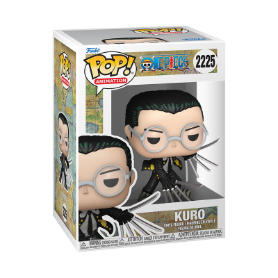Embalagem Funko Pop! Animation de personagem Kuro da série One Piece, número 2225