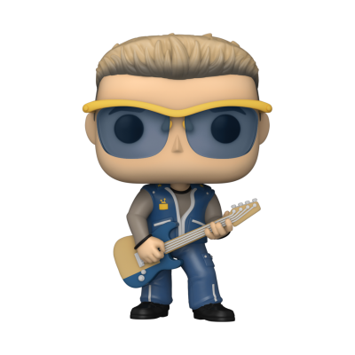 Figura Funko Pop de músico com óculos amarelos e guitarra azul