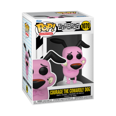 Funko Pop! de Courage the Cowardly Dog em caixa com número 1070