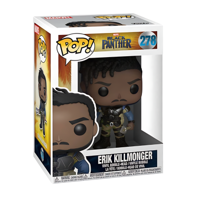 Figura Funko Pop Erik Killmonger da Marvel Black Panther, vinil na caixa com visor