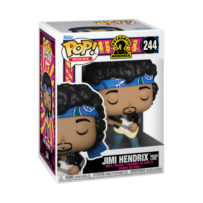 Figura Funko Pop Rocks Jimi Hendrix com guitarra em embalagem