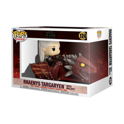Figura Funko Pop! Rhaenys Targaryen com dragão Meleys na embalagem