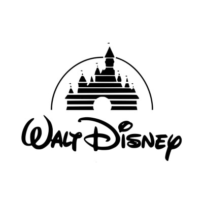 Logótipo preto e branco da Walt Disney com castelo estilizado