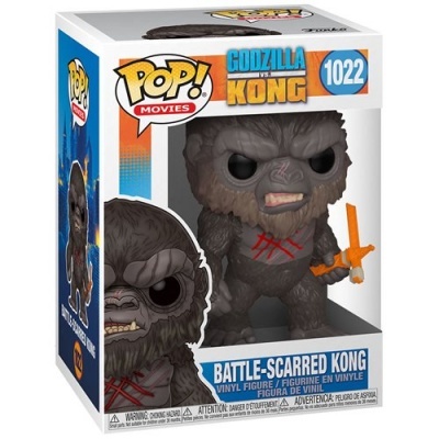 Figura de vinil Battle-Scarred Kong dentro de caixa POP! MOVIES Godzilla vs Kong