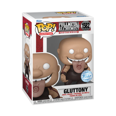 Figura Funko Pop Gluttony de Fullmetal Alchemist Brotherhood na embalagem
