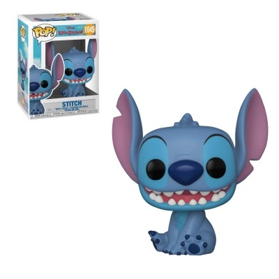 Figura Funko Pop Stitch em vinil azul com orelhas grandes cor de rosa e caixa original