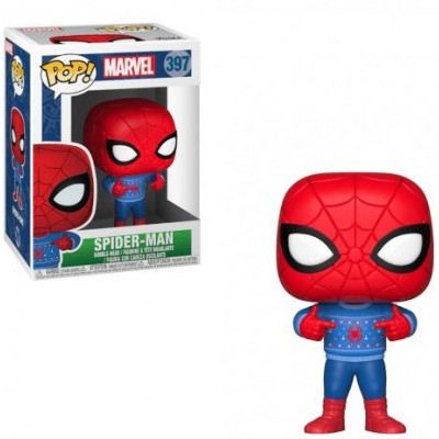 Figura Funko Pop Spider-Man Marvel vermelho e azul com teia preta