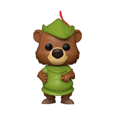 Figura Funko Pop de urso com traje verde e chapéu com pena vermelha