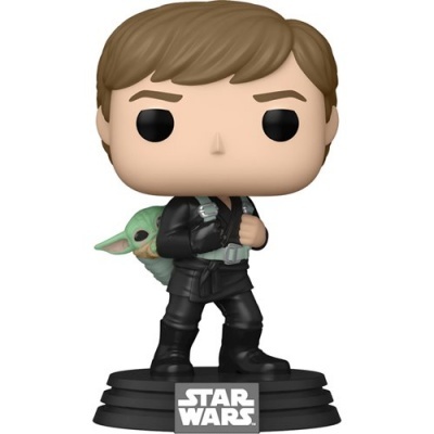 Figura Funko Pop de personagem Star Wars com criatura verde nas costas