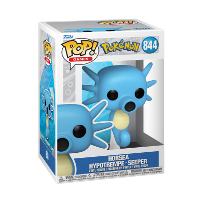 Figura Funko Pop! Pokémon Horsea azul com caixa transparente