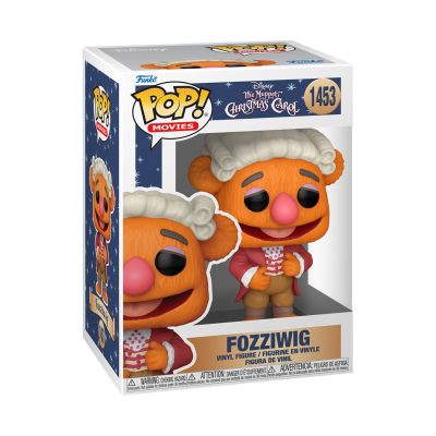 Figura Funko Pop! da personagem Fozziwig com roupa de época em caixa de edição colecionador