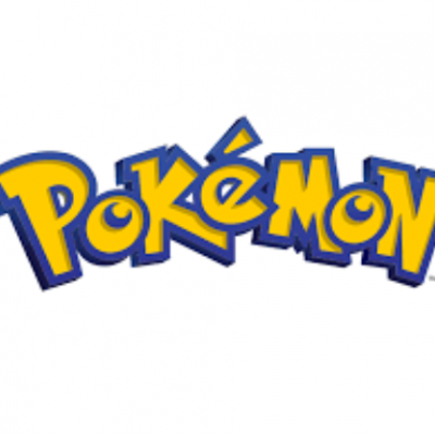 Logótipo colorido do Pokémon com letras amarelas e contornos azuis