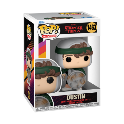 Funko Pop! Dustin Stranger Things com capacete e bússola na caixa