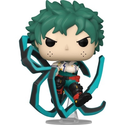 Figura Funko Pop Izuku Midoriya com efeito azul e base transparente