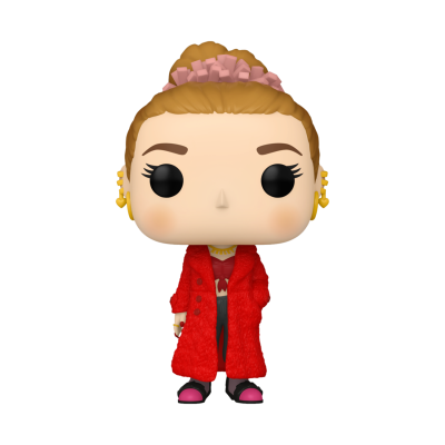 Figura Funko Pop com casaco vermelho e cabelo apanhado