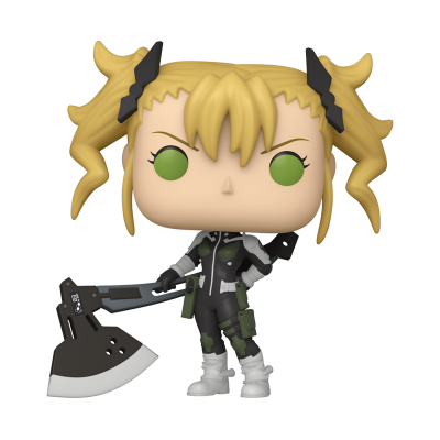 Figura Funko Pop loira de roupa preta com machado grande