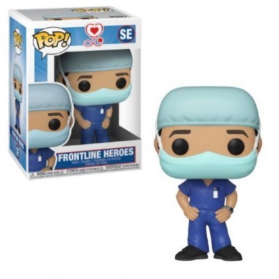 Funko Pop de profissional de saúde com máscara e touca azul