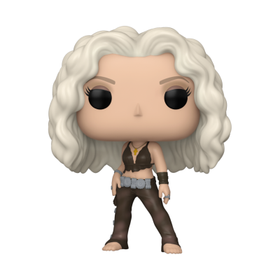 Figura Funko Pop com cabelo branco e roupa marrom