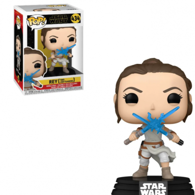 Figurina Funko Pop! de Rey com sabres de luz