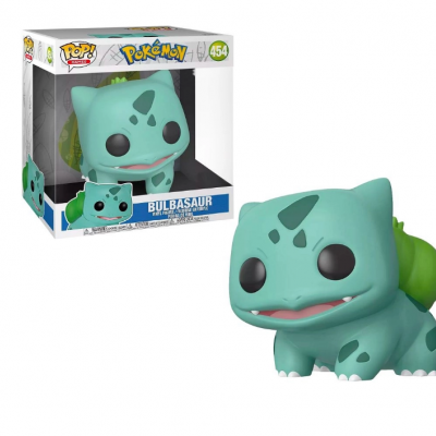 Figura vinil Bulbasaur azul esverdeado com planta verde e embalagem POP! POKEMON