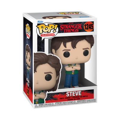 Figura Funko Pop! do personagem Steve da série Stranger Things na caixa