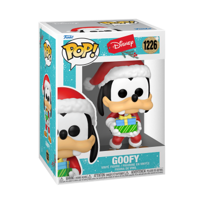Figura Funko Pop Goofy vestido de Pai Natal com caixa de presente na embalagem