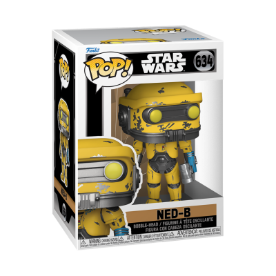 Figura Funko Pop! Star Wars NED-B amarela na embalagem