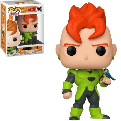 Figura Funko Pop! Android 16 com roupa verde e pássaro no braço
