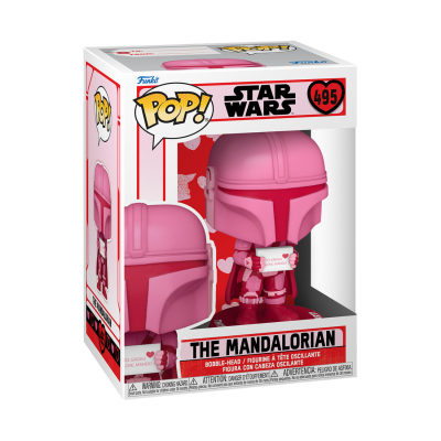 Funko Pop! Mandaloriano cor-de-rosa dentro de caixa transparente