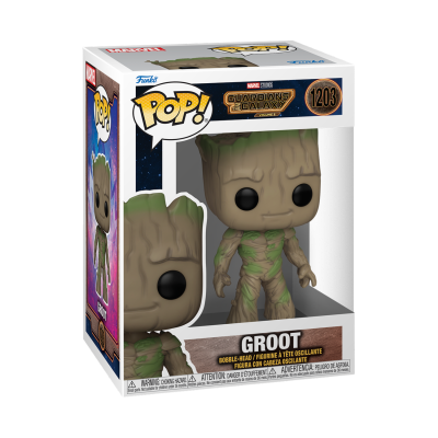Funko Pop Groot figura colecionável na caixa Guardians of the Galaxy