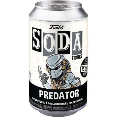 Lata Funko SODA branca com figura Predator e texto
